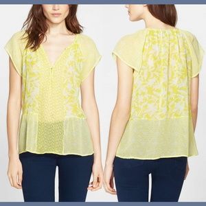 NWT $228‎ Joie 'Anerae' Silk Top Yellow-Lime [SZ Medium ]